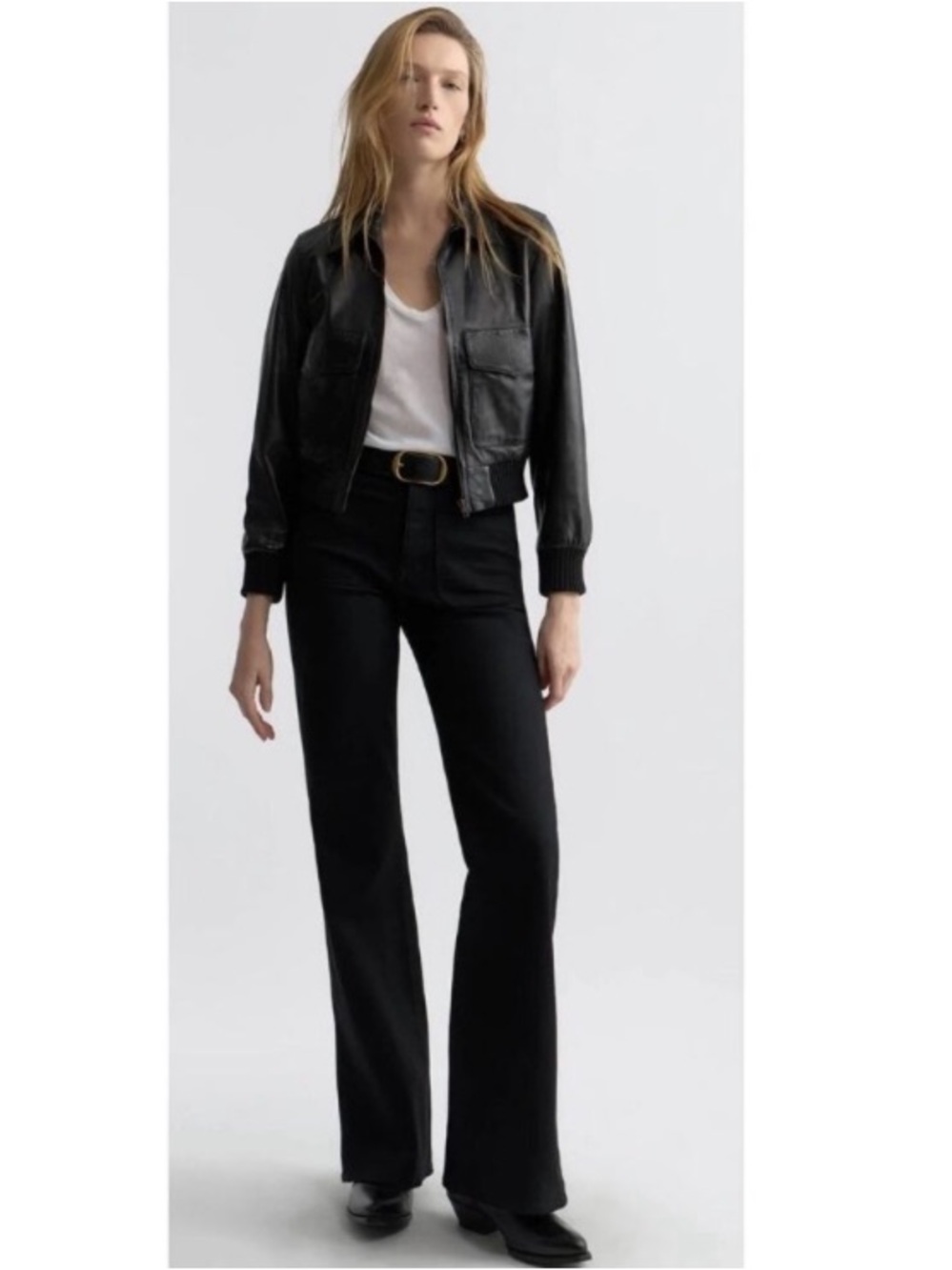 Nili Lotan Florence Black Wide Leg Flare Sailor Pocket Jeans Size 28